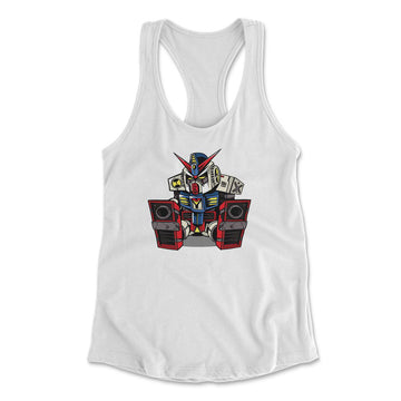 Sleepy Robot Womens Racerback Tank in White color